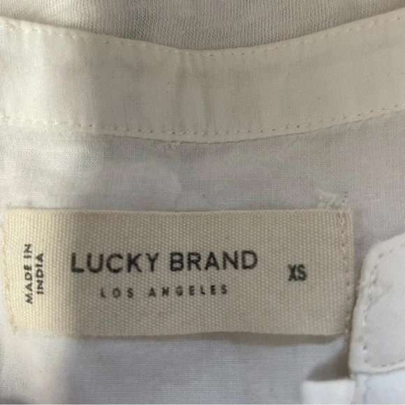 Lucky Brand white boho blouse lace up beaded women’s XS - Picture 6 of 6